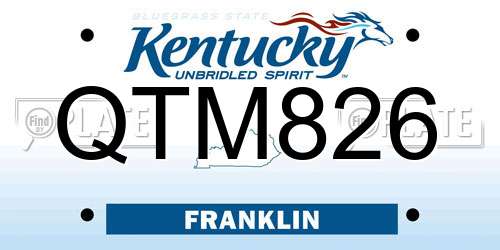 QTM826 Kentucky License Plate