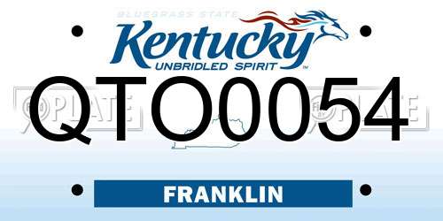 QTO0054 Kentucky License Plate