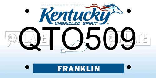 QTO509 Kentucky License Plate
