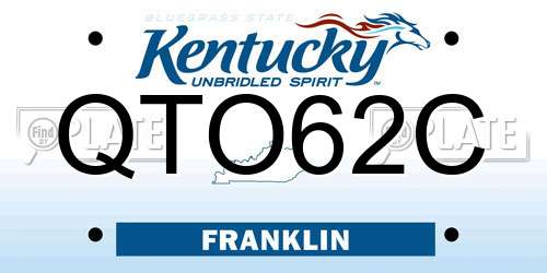 QTO62C Kentucky License Plate