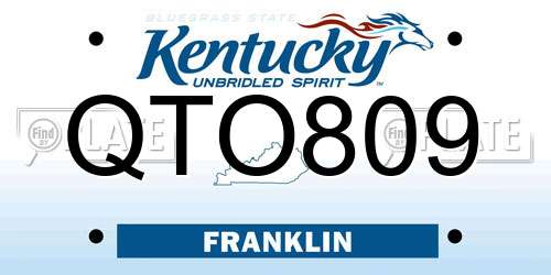 QTO809 Kentucky License Plate