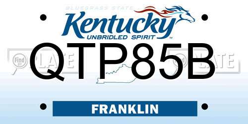 QTP85B Kentucky License Plate