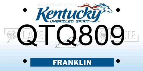 QTQ809 Kentucky License Plate