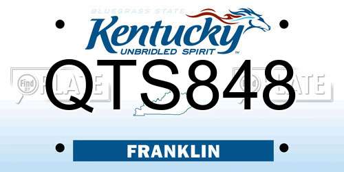 QTS848 Kentucky License Plate