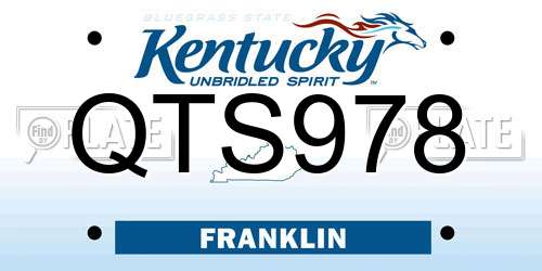 QTS978 Kentucky License Plate