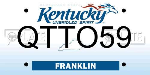 QTTO59 Kentucky License Plate