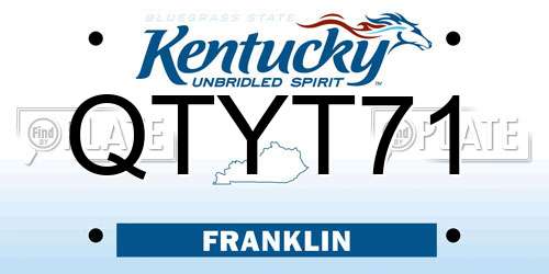 QTYT71 Kentucky License Plate
