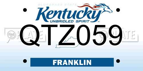QTZ059 Kentucky License Plate