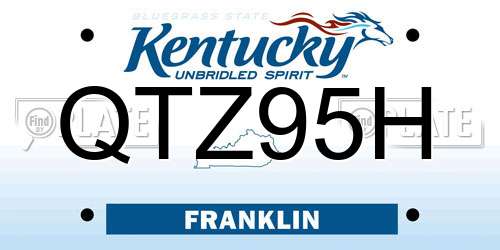 QTZ95H Kentucky License Plate