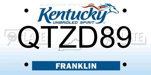 QTZD89 Kentucky License Plate
