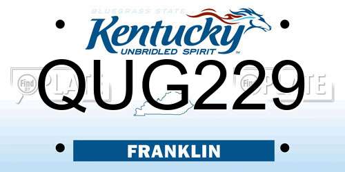 QUG229 Kentucky License Plate