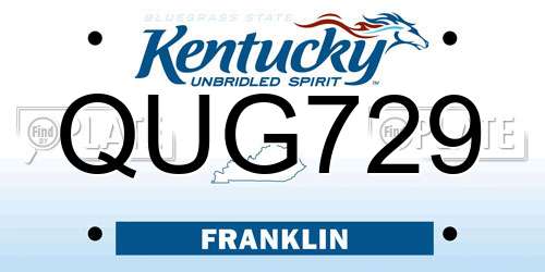 QUG729 Kentucky License Plate