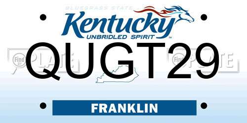 QUGT29 Kentucky License Plate