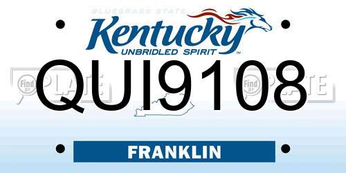 QUI9108 Kentucky License Plate