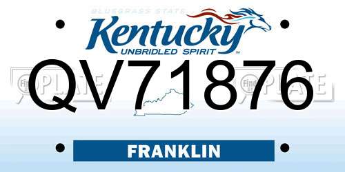 QV71876 Kentucky License Plate