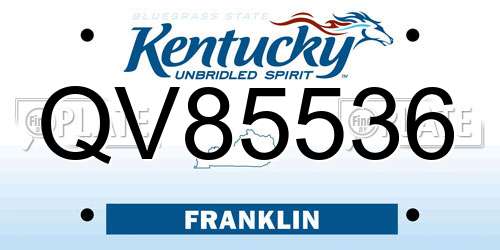 QV85536 Kentucky License Plate