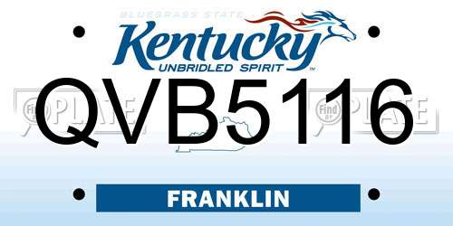 QVB5116 Kentucky License Plate