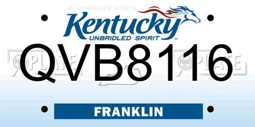 QVB8116 Kentucky License Plate