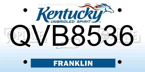 QVB8536 Kentucky License Plate