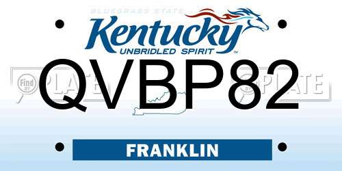 QVBP82 Kentucky License Plate