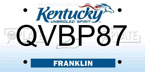 QVBP87 Kentucky License Plate