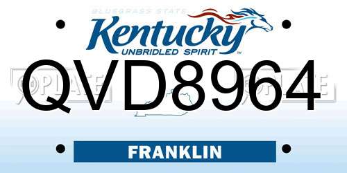 QVD8964 Kentucky License Plate