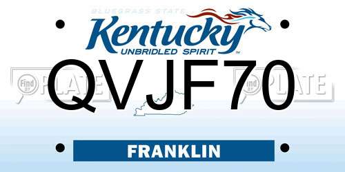 QVJF70 Kentucky License Plate