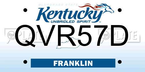 QVR57D Kentucky License Plate