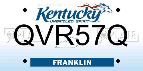 QVR57Q Kentucky License Plate