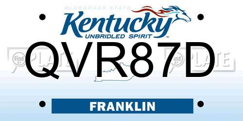 QVR87D Kentucky License Plate