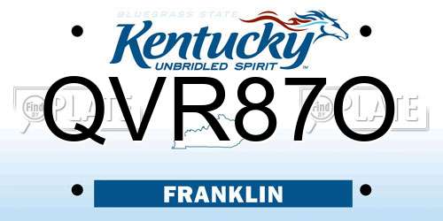 QVR87O Kentucky License Plate