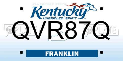 QVR87Q Kentucky License Plate