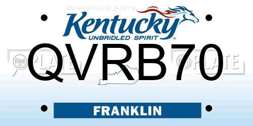 QVRB70 Kentucky License Plate