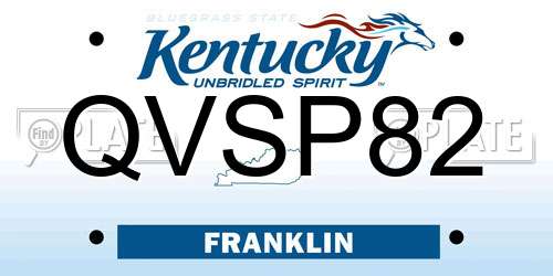 QVSP82 Kentucky License Plate