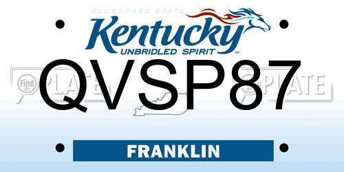 QVSP87 Kentucky License Plate