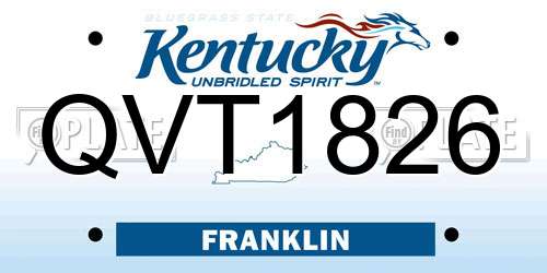 QVT1826 Kentucky License Plate
