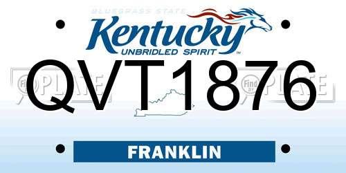QVT1876 Kentucky License Plate
