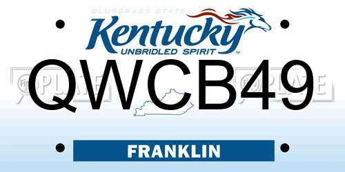 QWCB49 Kentucky License Plate