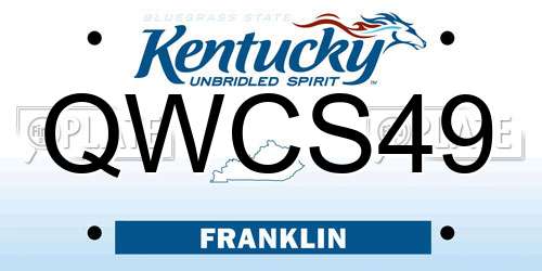 QWCS49 Kentucky License Plate