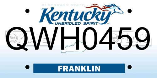 QWH0459 Kentucky License Plate