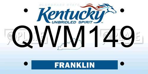 QWM149 Kentucky License Plate