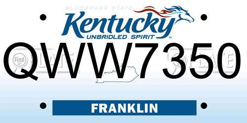 QWW7350 Kentucky License Plate