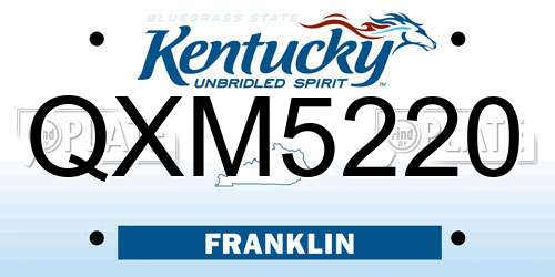 QXM5220 Kentucky License Plate