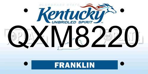 QXM8220 Kentucky License Plate