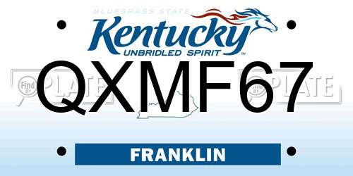 QXMF67 Kentucky License Plate