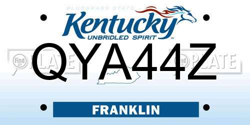 QYA44Z Kentucky License Plate