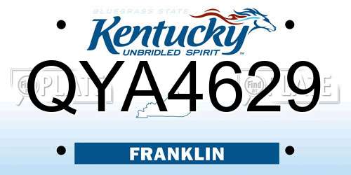 QYA4629 Kentucky License Plate