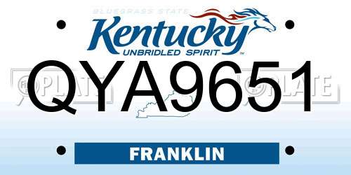 QYA9651 Kentucky License Plate