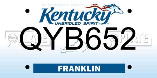 QYB652 Kentucky License Plate