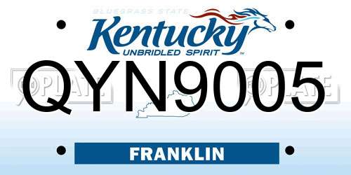 QYN9005 Kentucky License Plate